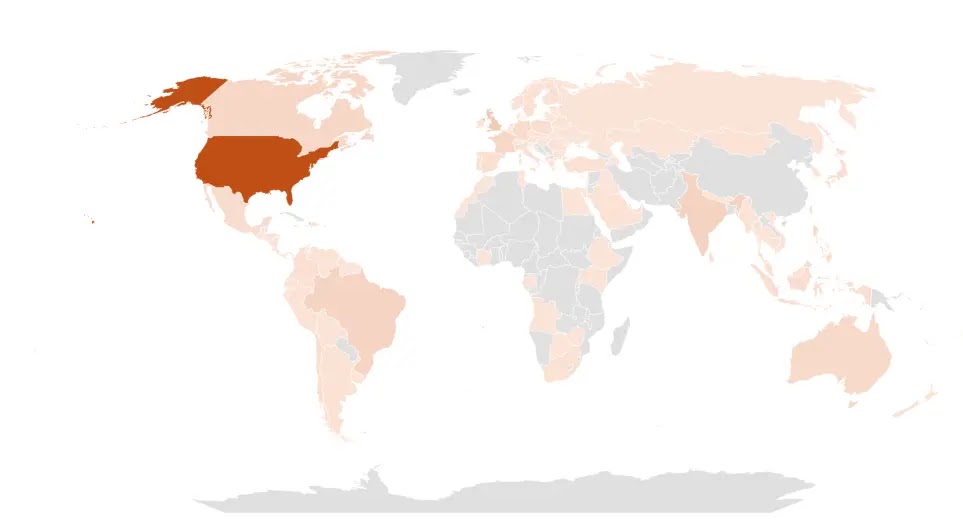 Γεωγραφική επικράτηση (Πηγή - McAfee) 
